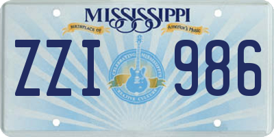 MS license plate ZZI986