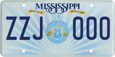 MS license plate ZZJ000