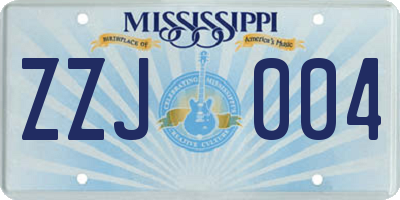 MS license plate ZZJ004