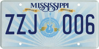MS license plate ZZJ006