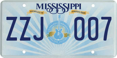 MS license plate ZZJ007