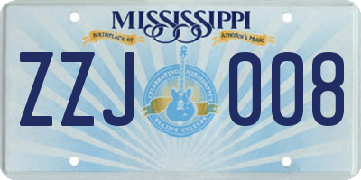 MS license plate ZZJ008