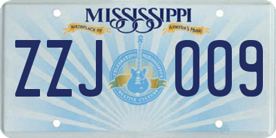 MS license plate ZZJ009