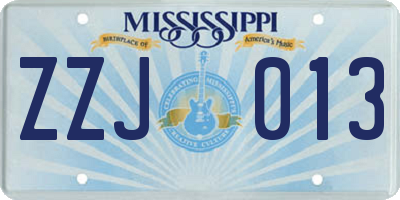 MS license plate ZZJ013
