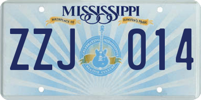 MS license plate ZZJ014