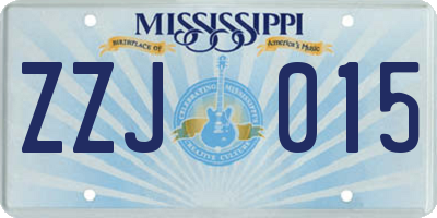 MS license plate ZZJ015