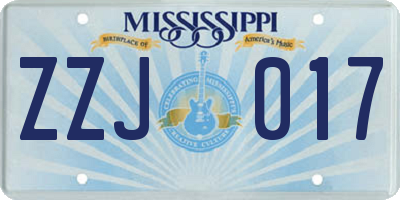 MS license plate ZZJ017