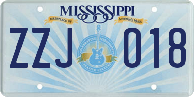 MS license plate ZZJ018