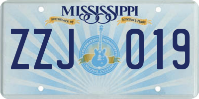 MS license plate ZZJ019