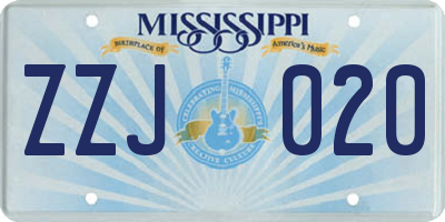 MS license plate ZZJ020