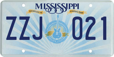 MS license plate ZZJ021