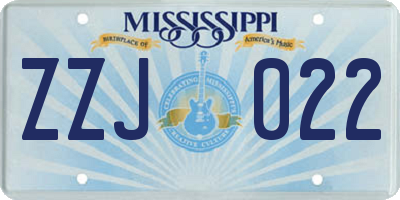 MS license plate ZZJ022