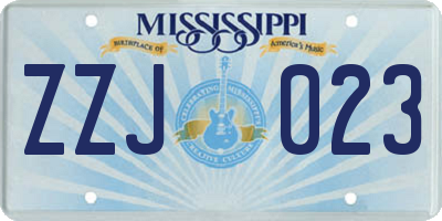 MS license plate ZZJ023