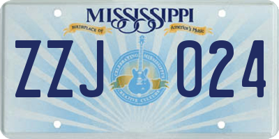 MS license plate ZZJ024