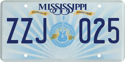 MS license plate ZZJ025