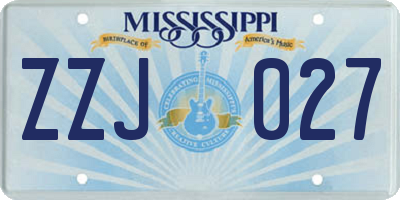 MS license plate ZZJ027