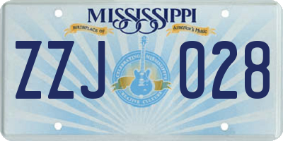 MS license plate ZZJ028