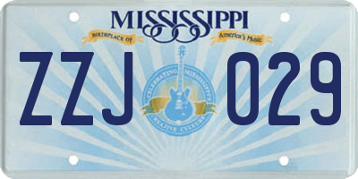 MS license plate ZZJ029