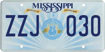MS license plate ZZJ030