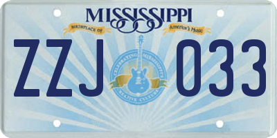MS license plate ZZJ033
