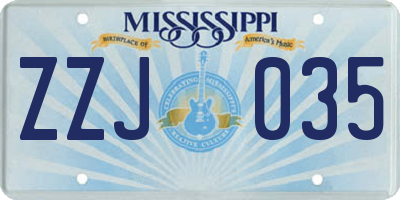 MS license plate ZZJ035