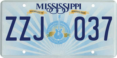 MS license plate ZZJ037