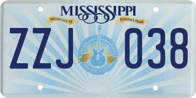 MS license plate ZZJ038