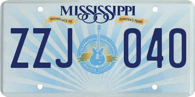 MS license plate ZZJ040