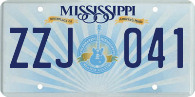 MS license plate ZZJ041