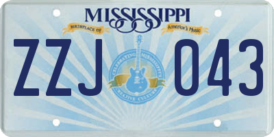 MS license plate ZZJ043