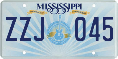 MS license plate ZZJ045