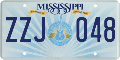 MS license plate ZZJ048