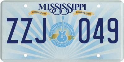 MS license plate ZZJ049