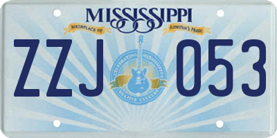 MS license plate ZZJ053