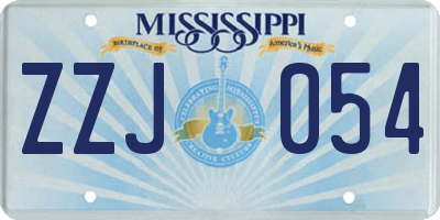 MS license plate ZZJ054