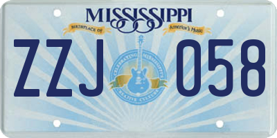 MS license plate ZZJ058