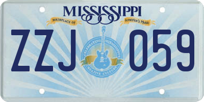 MS license plate ZZJ059