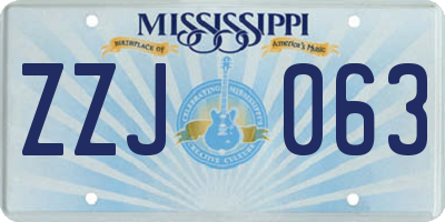 MS license plate ZZJ063