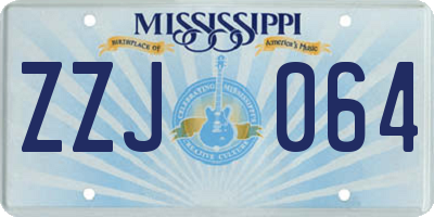 MS license plate ZZJ064