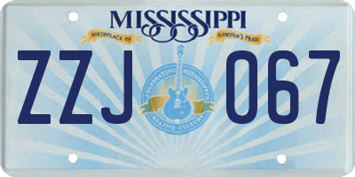 MS license plate ZZJ067