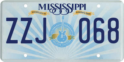 MS license plate ZZJ068