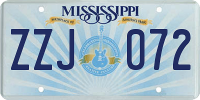 MS license plate ZZJ072