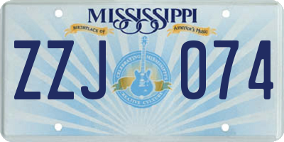 MS license plate ZZJ074