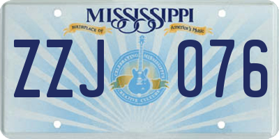 MS license plate ZZJ076