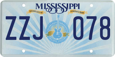 MS license plate ZZJ078