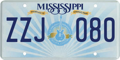 MS license plate ZZJ080