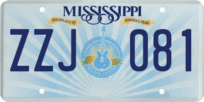 MS license plate ZZJ081