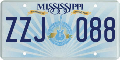 MS license plate ZZJ088