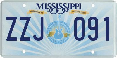 MS license plate ZZJ091