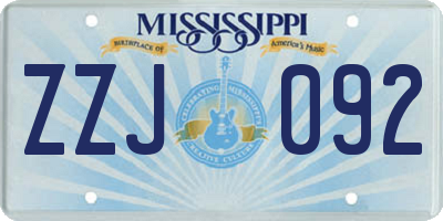 MS license plate ZZJ092